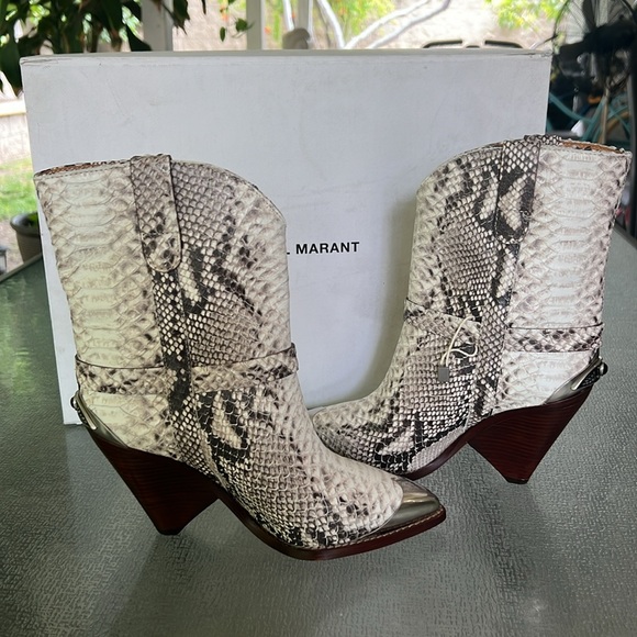 Isabel Marant Python Embossed Western Boots - Picture 9 of 14
